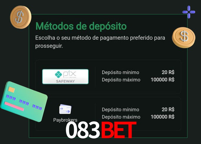 O cassino 083BET oferece uma grande variedade de métodos de pagamento